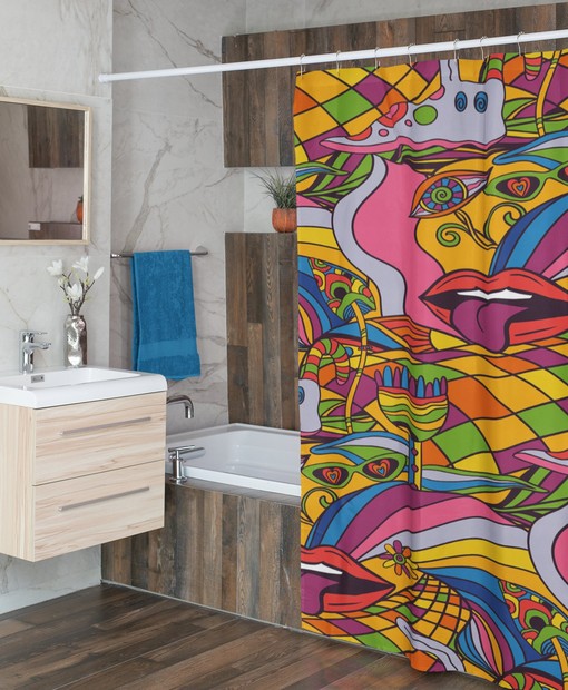 Psychedelic Groovy Shower Curtain, 60s Bathroom Decor, Unique Tub Accessory - Image 4