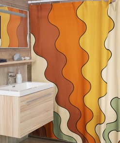 Psychedelic Hippie Shower Curtain, Retro 60s 70s Bathroom Decor