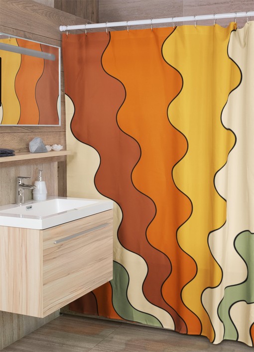 Psychedelic Hippie Shower Curtain, Retro 60s 70s Bathroom Decor