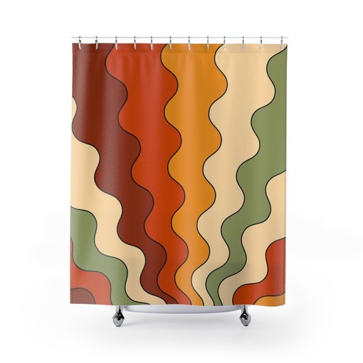 Psychedelic Hippie Shower Curtain, Retro 60s 70s Bathroom Decor - Image 2