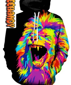 Psychedelic Lion Unisex Lion Print All Over Print 3D Hoodie with Design