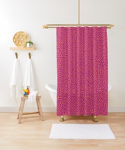 Psychedelic Purple Orange Shower Curtain | Eco-Friendly Material | Vibrant and Durable | Playful Bathroom Decor