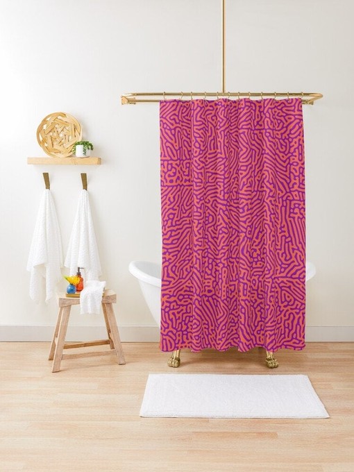Psychedelic Purple Orange Shower Curtain | Eco-Friendly Material | Vibrant and Durable | Playful Bathroom Decor