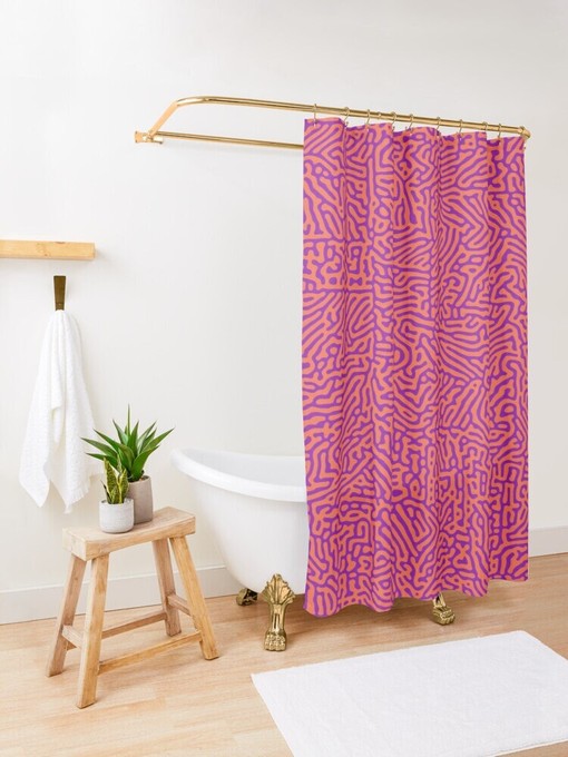 Psychedelic Purple Orange Shower Curtain | Eco-Friendly Material | Vibrant and Durable | Playful Bathroom Decor - Image 3