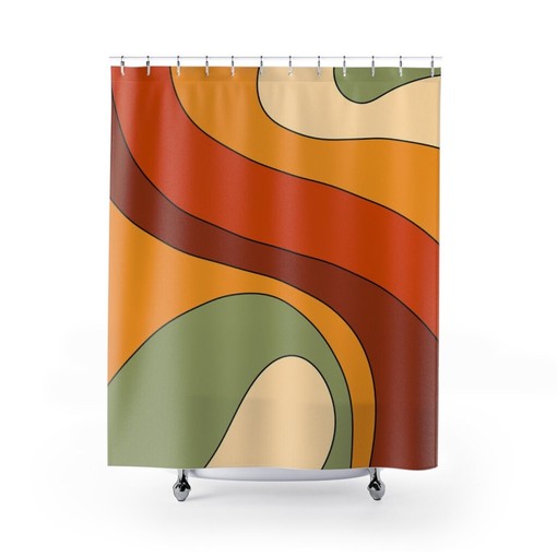 Psychedelic Retro Groovy Shower Curtain - Unique Bathroom Accessory - Image 2