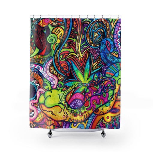 Psychedelic Trippy Shower Curtain | Colorful Bathroom Decor | Bohemian Bath Art | Customizable