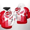 Punisher-inspired Cincinnati Reds MLB Skull Hoodie in 3D All-Over Print