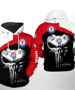 Punisher-inspired Texas Rangers MLB Zip-Up Hoodie