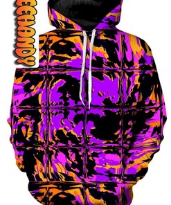 Purple Blackout Rave Glitch Unisex Rave Print All Over Print 3D Hoodie with Design