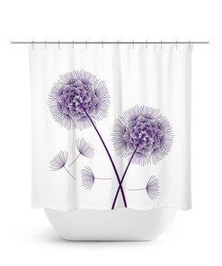 Purple Dandelion Shower Curtain - Farmhouse Bathroom Decor with Nature Quotes and Beautiful Flower Design