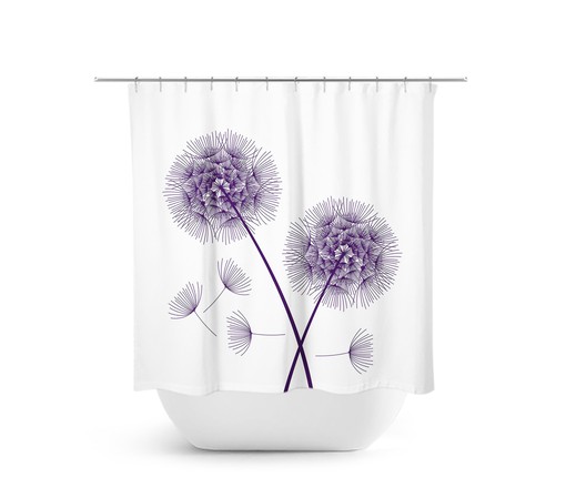 Purple Dandelion Shower Curtain - Farmhouse Bathroom Decor with Nature Quotes and Beautiful Flower Design