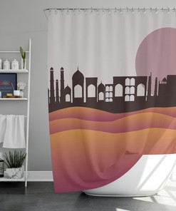 Purple Desert Landscape Shower Curtain | Middle East Scenery Fabric | Bathroom Accessories