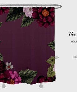 Purple Floral Flowers Shower Curtain with Customizable Sizes for Your Bathtub