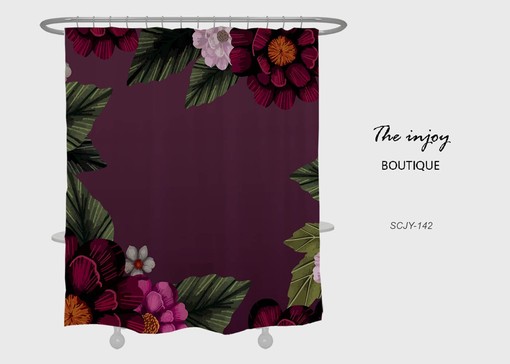 Purple Floral Flowers Shower Curtain with Customizable Sizes for Your Bathtub