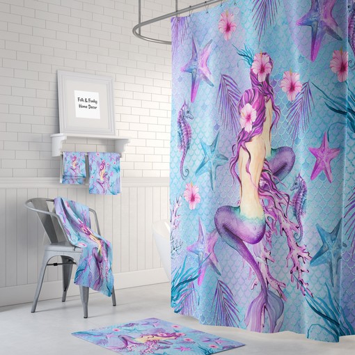 Purple Mermaid Shower Curtain, Perfect Addition to Your Mermaid Bathroom Decor | luxury shower curtains