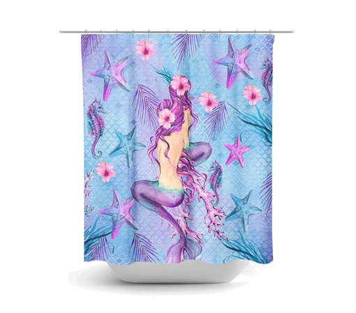 Purple Mermaid Shower Curtain, Perfect Addition to Your Mermaid Bathroom Decor | luxury shower curtains - Image 2