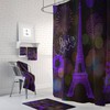 Purple Paris Shower Curtain with Eiffel Tower Bath Accessories for Chic Bathroom Decor