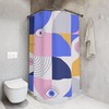 Purple Retro Shapes Shower Curtain | Vibrant Contemporary Design | Unique Restroom Shower Curtains