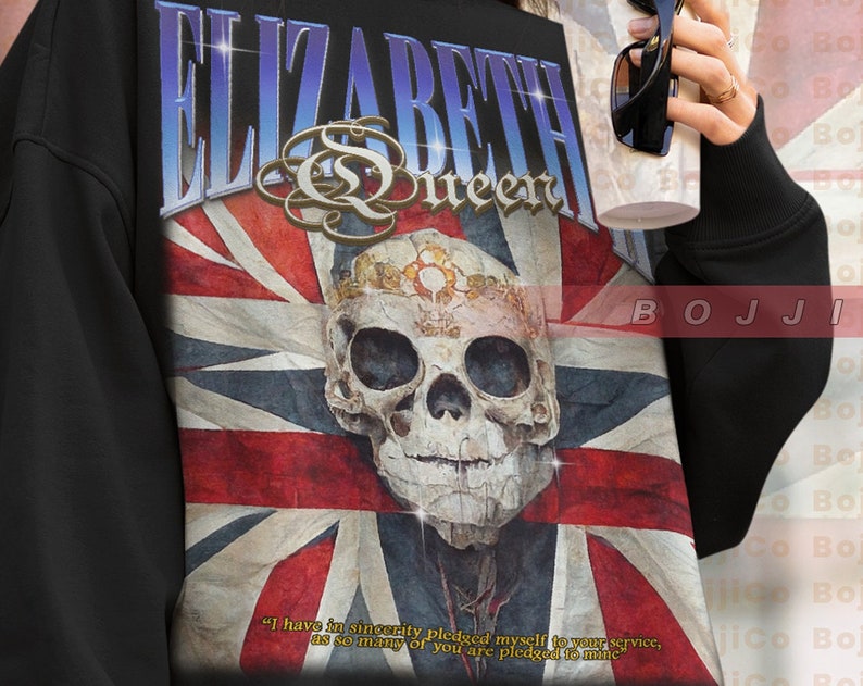 QUEEN ELIZABETH II Vintage Fan Tee - Show Your Love for the Forever Queen with Minimalist Movie Shirts - Image 4