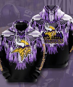 Quality Men's 3D Graphic Hoodie with Zippers - Minnesota Vikings