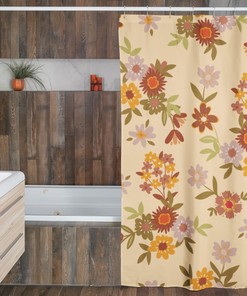 Quirky Retro Boho Flowers Shower Curtain - Groovy 60's 70's Hippie Bathroom Accessory