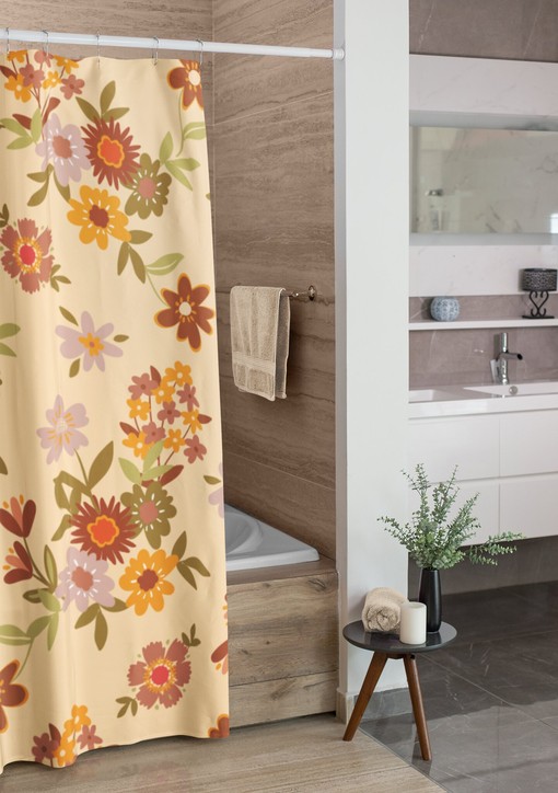 Quirky Retro Boho Flowers Shower Curtain - Groovy 60's 70's Hippie Bathroom Accessory - Image 4