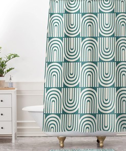 Rainbow Geometric Boho Shower Curtain, Colorful Addition to Your Bathroom Decor, Vintage-Inspired Fabric Bath Curtain