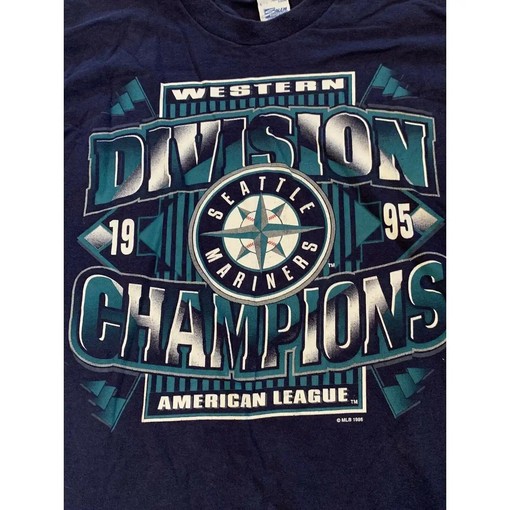 Rare Vintage 1995 Seattle Mariners American League Western Division Champions Sweatshirt Hoodie T-Shirt - Image 2