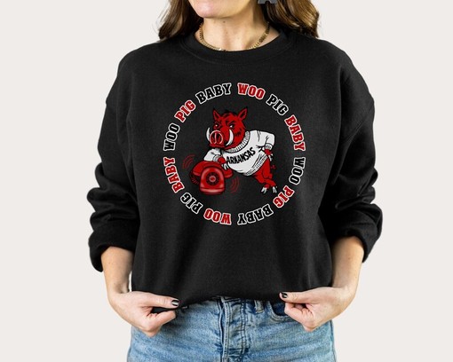 Razorback Crewneck - Woo Pig Baby Sweatshirt, Football Sweater, NCAA Shirts for Women