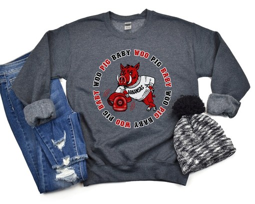Razorback Crewneck - Woo Pig Baby Sweatshirt, Football Sweater, NCAA Shirts for Women - Image 2