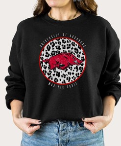 Razorback Sweatshirt For Women - Leopard Arkansas Sweatshirt Trendy Razorback, NCAA Shirts Women