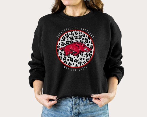 Razorback Sweatshirt For Women - Leopard Arkansas Sweatshirt Trendy Razorback, NCAA Shirts Women