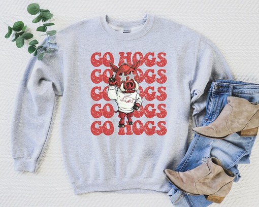 Razorbacks Sweater - Go Hogs Sweatshirt, Woo Pig Sooie Crewneck, NCAA Shirts for Men - Image 2