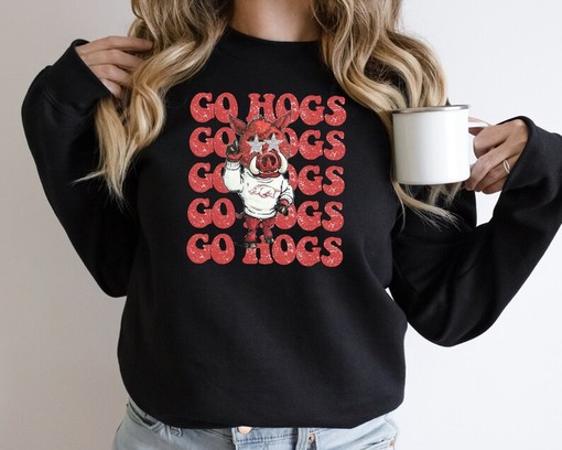Razorbacks Sweater - Go Hogs Sweatshirt, Woo Pig Sooie Crewneck, NCAA Shirts for Men - Image 3