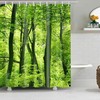 Reconnect with Nature with Lush Green Rainforest Shower Curtain, Nature Inspired Bathroom Decor, Linen Curtain for Home