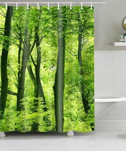 Reconnect with Nature with Lush Green Rainforest Shower Curtain, Nature Inspired Bathroom Decor, Linen Curtain for Home