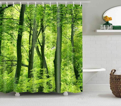 Reconnect with Nature with Lush Green Rainforest Shower Curtain, Nature Inspired Bathroom Decor, Linen Curtain for Home
