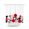 Red Black Gray Geometric Shower Curtain, Polka Dot Bath Curtain, Contemporary Bathroom Decor