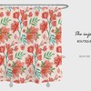 Red Boho Floral Flowers Shower Curtain with Customizable Sizes, Perfect for a Bold and Bright Boho Style