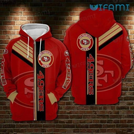 Red Brown All Over Print Zipper Hoodie - Ideal San Francisco 49ers Gift