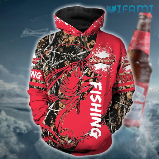 Red Budweiser Fishing All Over Print Hoodie for Men - Gift
