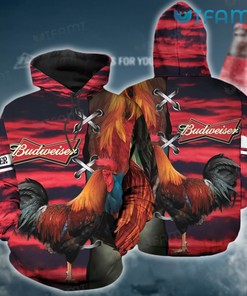 Red Chicken Stitches Budweiser All Over Print Hoodie for Men - Beer Lovers Gift