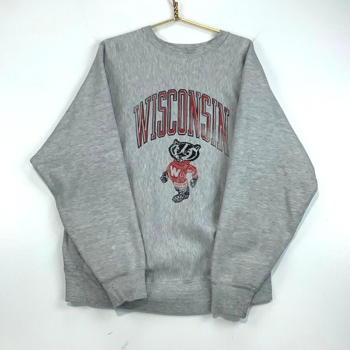 Red Crewneck Wisconsin Badgers Sweatshirt - Vintage Style NCAA Apparel with retro ncaa shirts