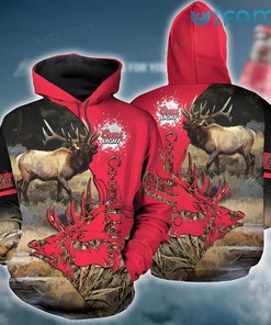 Red Elk Hunter Budweiser All Over Print 3D Hoodie - Gift