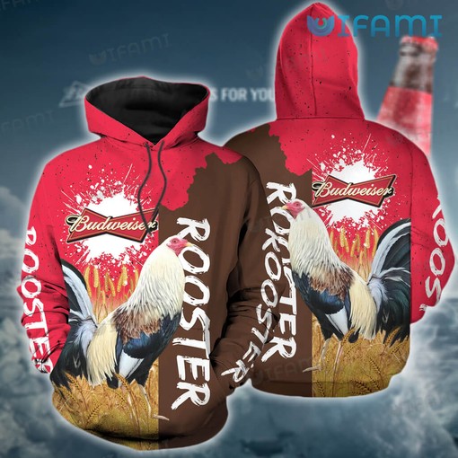 Red Rooster Budweiser All Over Print Hoodie for Men - Beer Lovers Gift