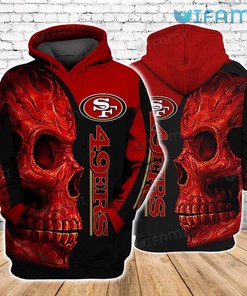 Red Skull All Over Print Hoodie for San Francisco 49ers Fans with 3D Design
