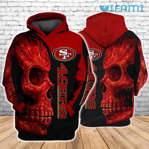 Red Skull All Over Print Hoodie for San Francisco 49ers Fans with 3D Design