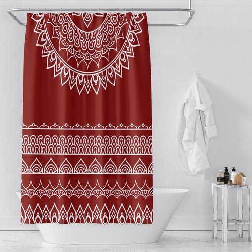 Red Southwestern Boho Shower Curtain / Optional Towels and Bath Mat / Unique Bohemian Print / Eclectic Bathroom Decor - Image 2