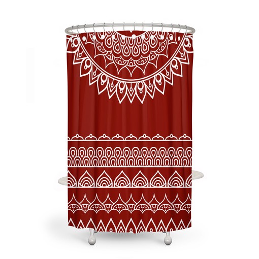 Red Southwestern Boho Shower Curtain / Optional Towels and Bath Mat / Unique Bohemian Print / Eclectic Bathroom Decor - Image 3