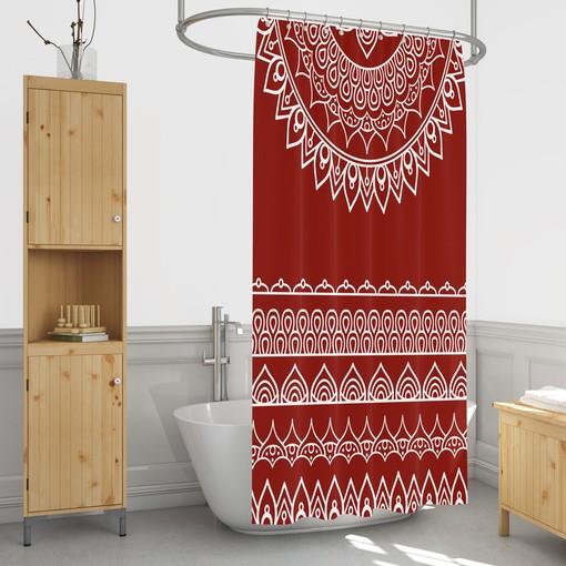 Red Southwestern Boho Shower Curtain / Optional Towels and Bath Mat / Unique Bohemian Print / Eclectic Bathroom Decor - Image 4